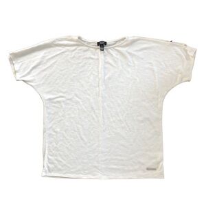 Jones New York White Crew Neck T Shirt Short Sleeve Blouse Small